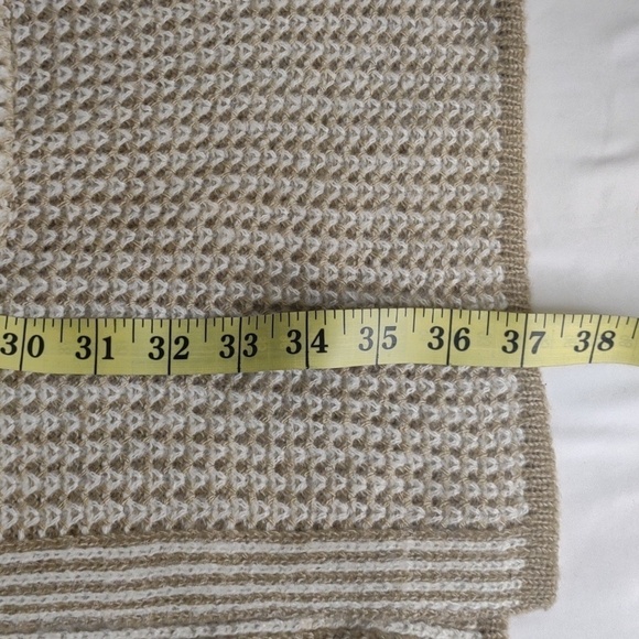 Fortune + Ivy tan and white long knit open cardigan with pockets, size L, NWOT - Picture 9 of 11